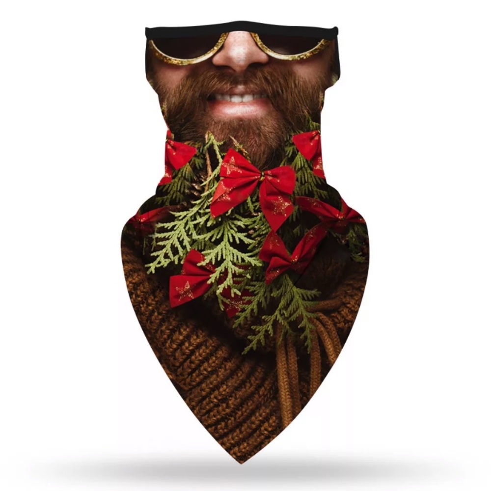 Christmas mustache face mask gaiter with ear loops